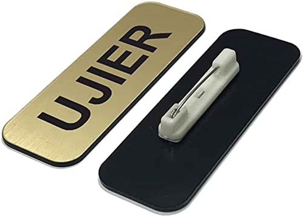 Ujier 1 x 3 Name Tag, Brushed Gold (3 Pack)