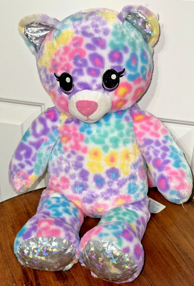 2019 Build A Bear Pastel Rainbow Leopard Teddy Plush