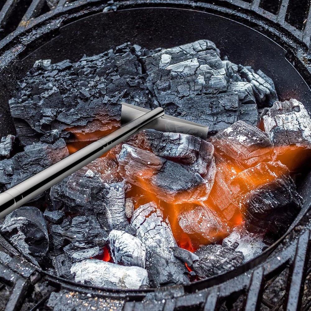 26.8 Extendable BBQ Ash Tool Stainless Steel Charcoal Rake Silver