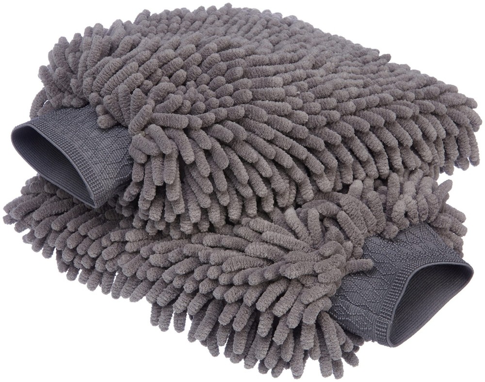 Amazon Basics Absorbent Microfiber Car Wash Drying Mitts, 2 2 Pack, Gray
