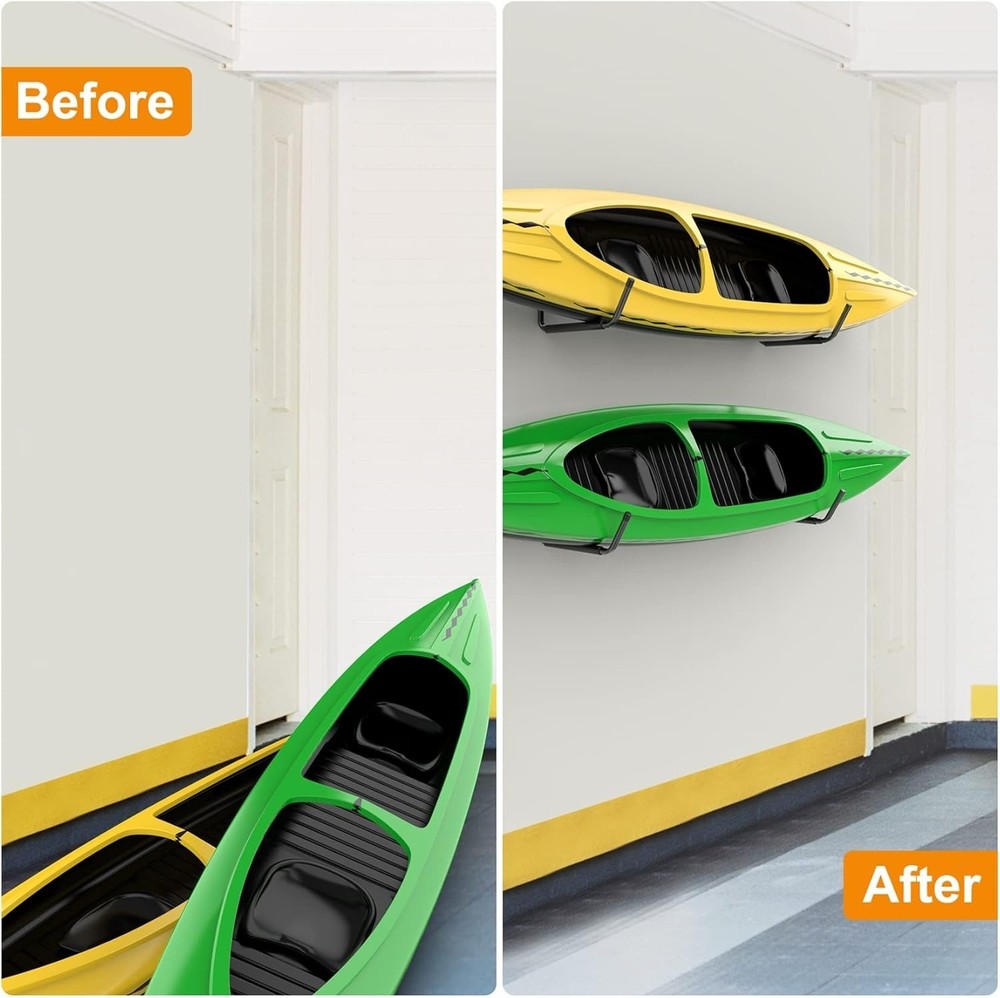 Versatile Wall Mount Kayak Holder - 6 Pack