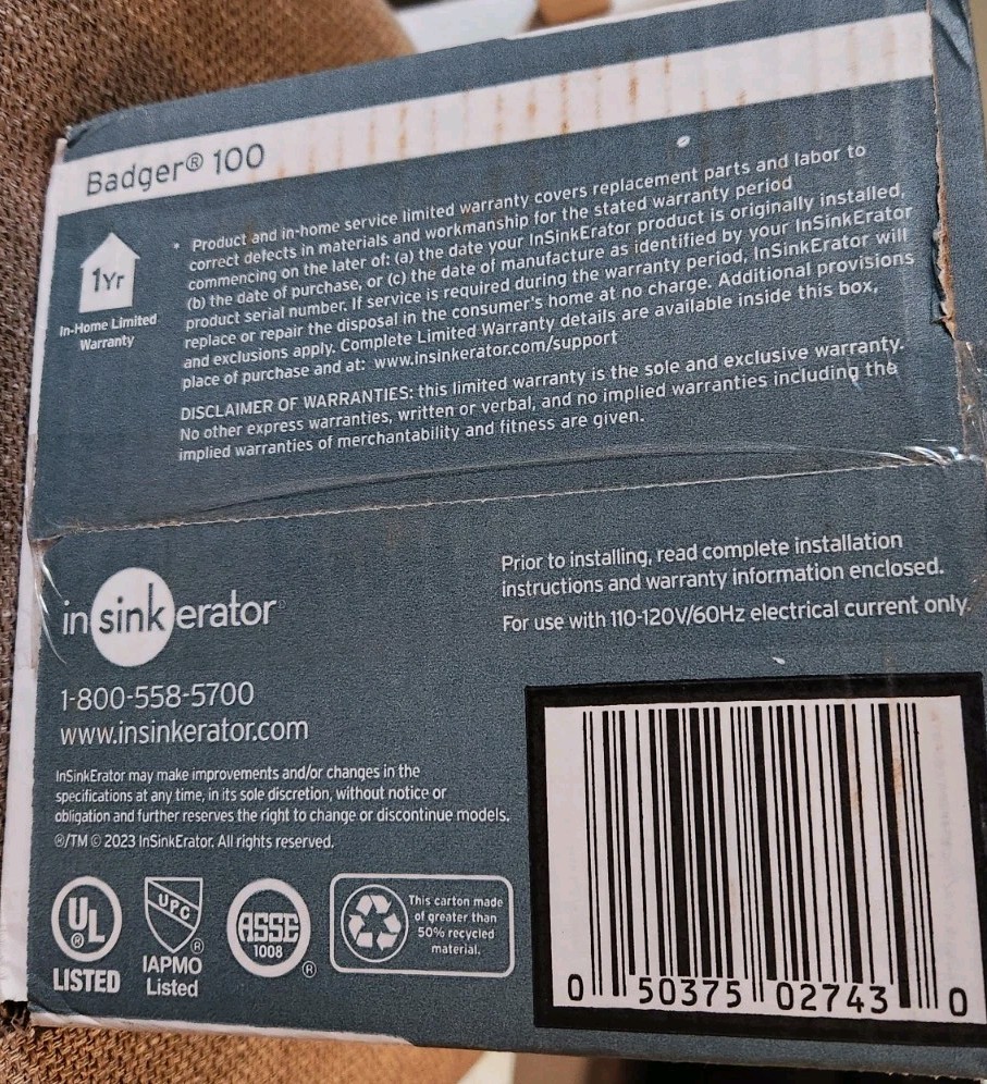 InSinkErator Badger 100 Disposal 1/3HP