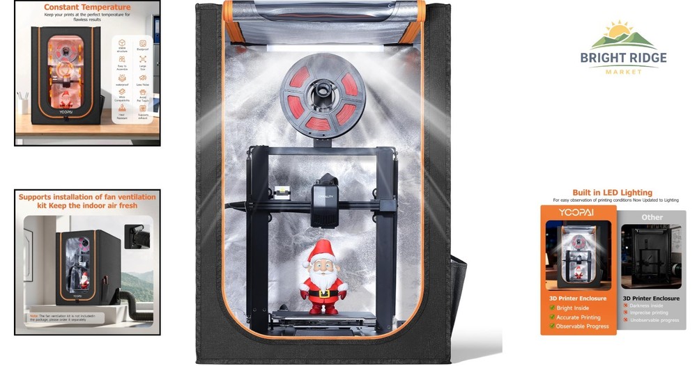 Medium 3D Printer Cover with Built-in LED Light for Enhanced Printing Visibility