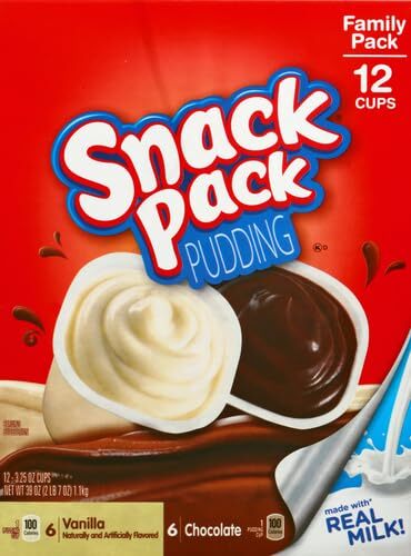 Snack Pack Chocolate and Vanilla Flavored Pudding Cups Family Pack, 12 Count ...