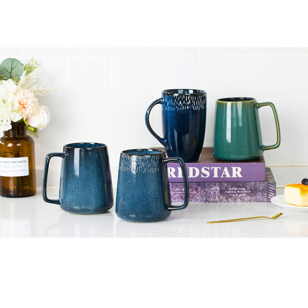 24 OZ Extra Large Ceramic Coffee Mug with a Large Handle (24 OZ Green)
