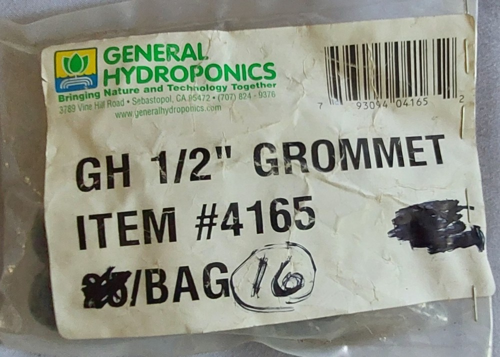 General Hydroponics 1/2" Grommet #4165