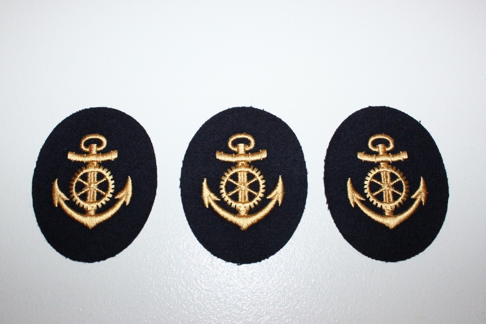 (3) Authentic East German Naval Technical Blue Patch Navy DDR NVA GDR Insignia