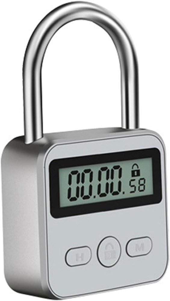Metal Timer Lock, 99 Hours Max Timing USB Rechargeable Silver
