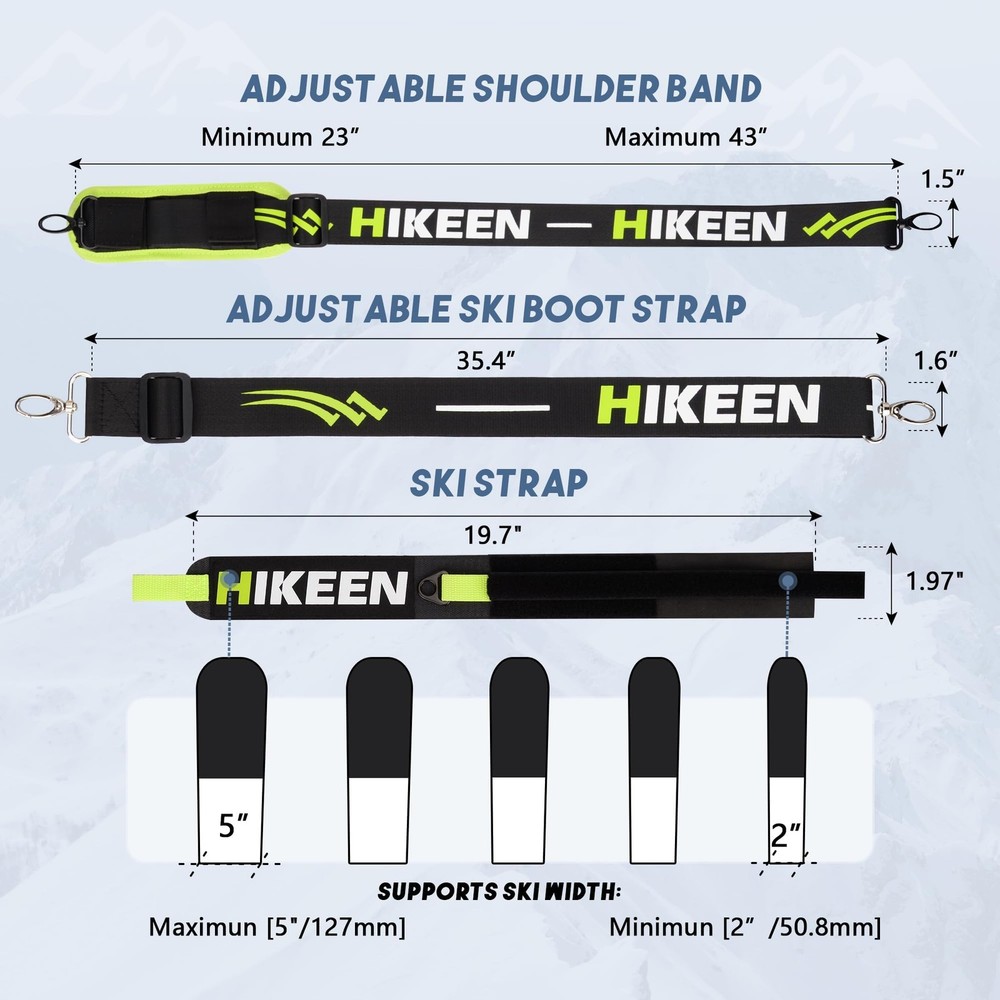 2 Sets Ski Strap, Pole and Boot Ski Carrier Strap for Easy Transportation of ...