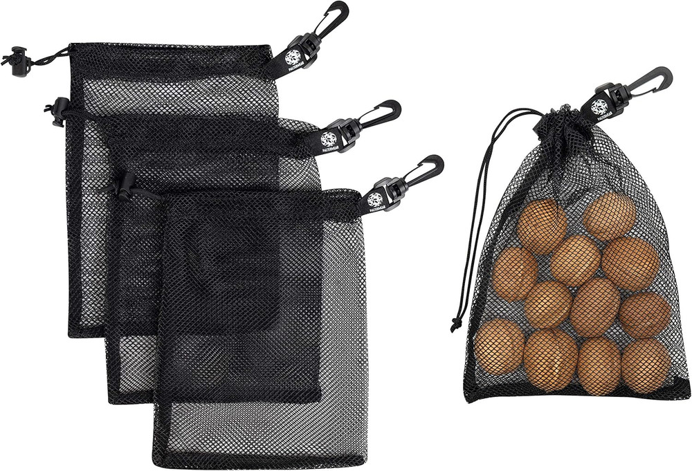 Mesh Drawstring Bag With Clip and Toggle Closure - For Watersports, Trekking, Sa