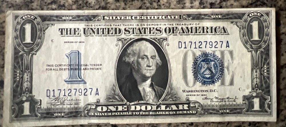 $1 1934 Silver Certificate FUNNY BACK!!!