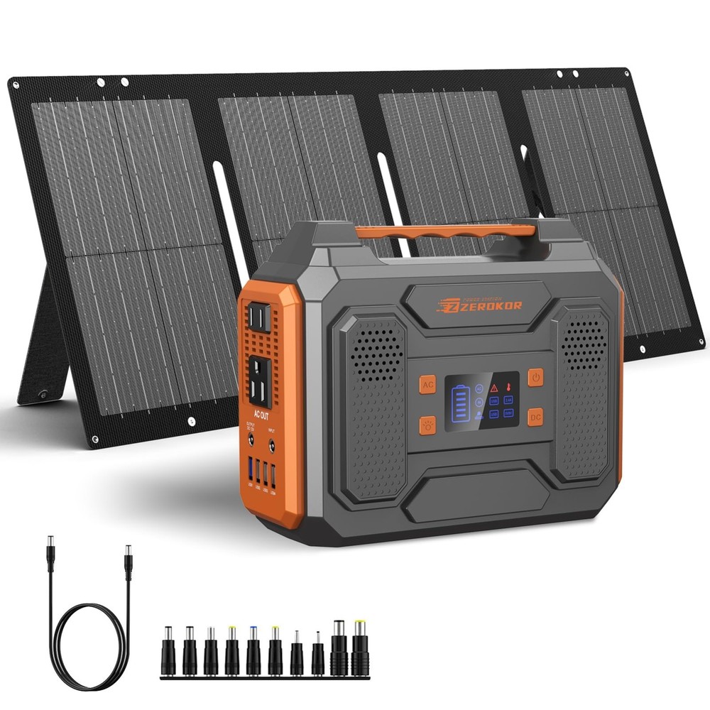 Portable Solar Generator 300w Power Station Foldable 60w Solar Panel New