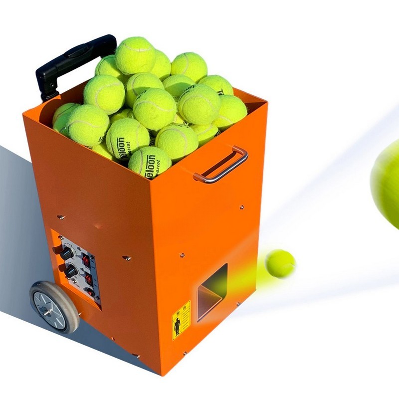 Automatic tennis ball machine for practicing serving with left and right tosses