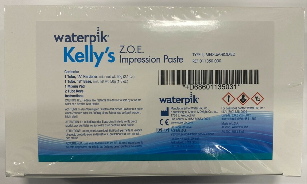 *1-Pack* WaterPik Kelly's Z.O.E. Type II Impression Paste Kit 011350-000