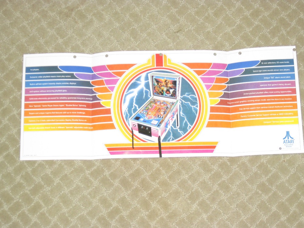 Airborne Avenger Atari Pinball Flyer / Brochure / Ad /