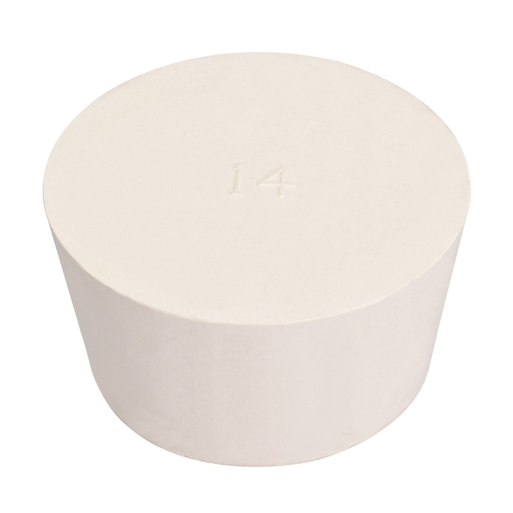 White Tapered Shaped Solid Rubber Stopper for Lab Tube Stopper Size 14