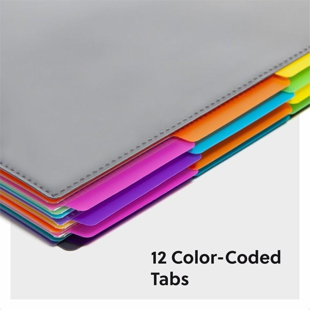 Project Organizer Poly 24 Pockets Letter Size Bright Tabs Water Resistant