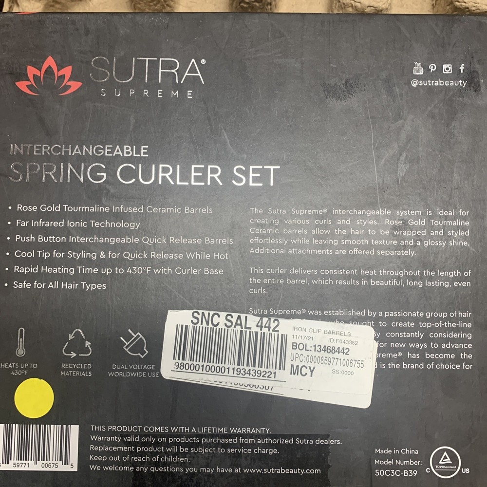 New Sutra Supreme Interchangeable Spring Curler Set, Rose Gold Color