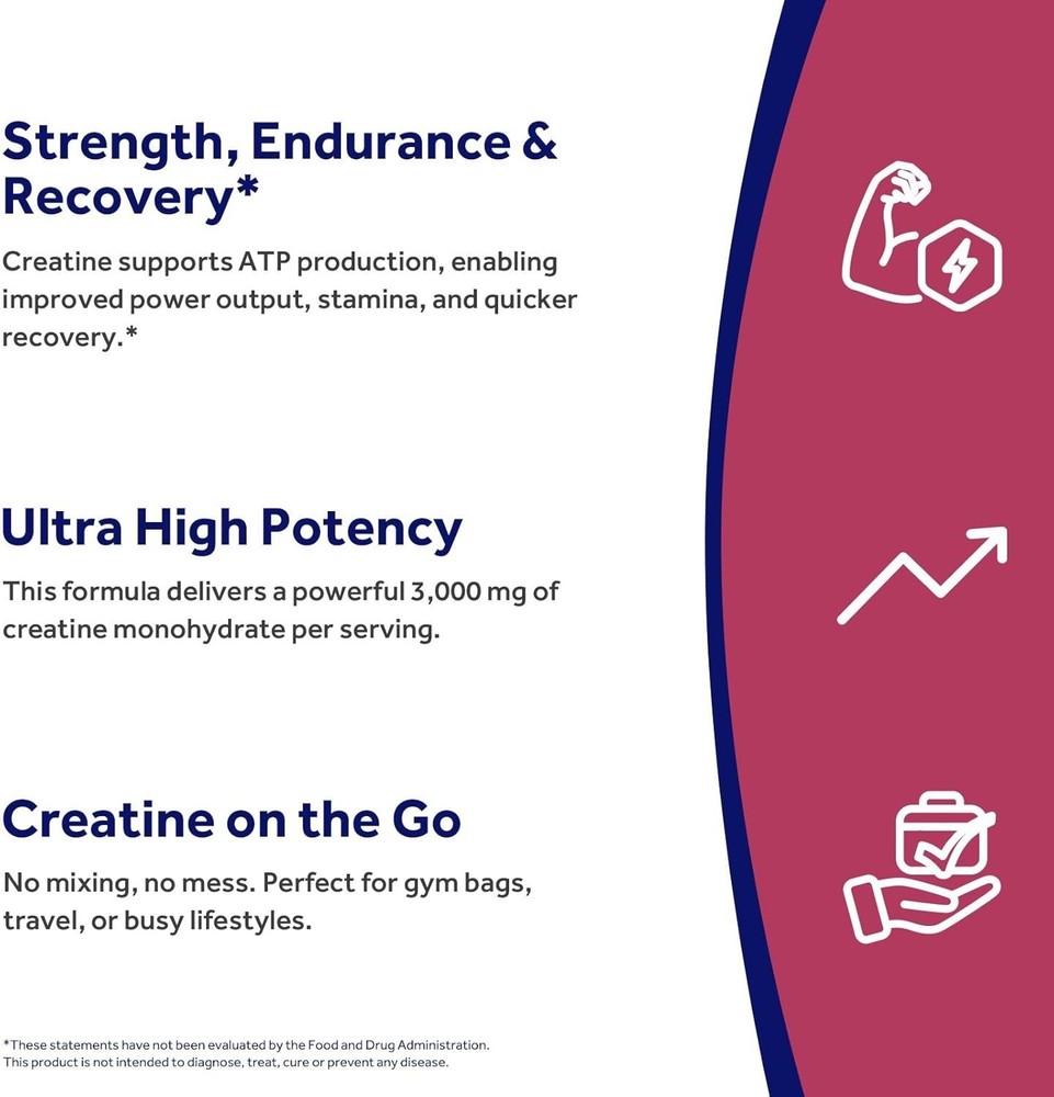 Creatine Monohydrate 3000mg Per Serving, Micronized Creatine Capsules, 120ct.