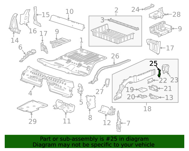 Genuine GM Driver Side Rear Compartment Floor Panel Extension 22810647