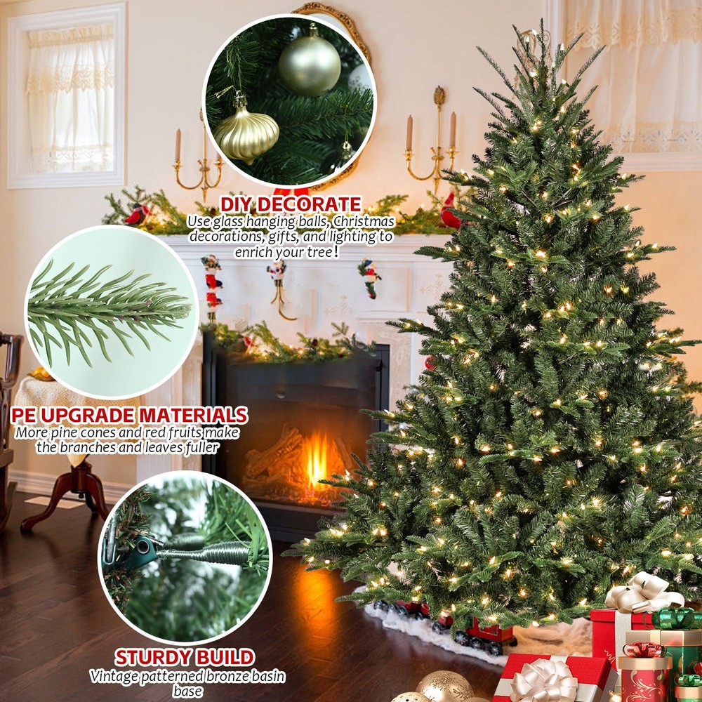 4-9FT Prelit Artificial Christmas Tree Premium Realistic Spruce Easy Assembly