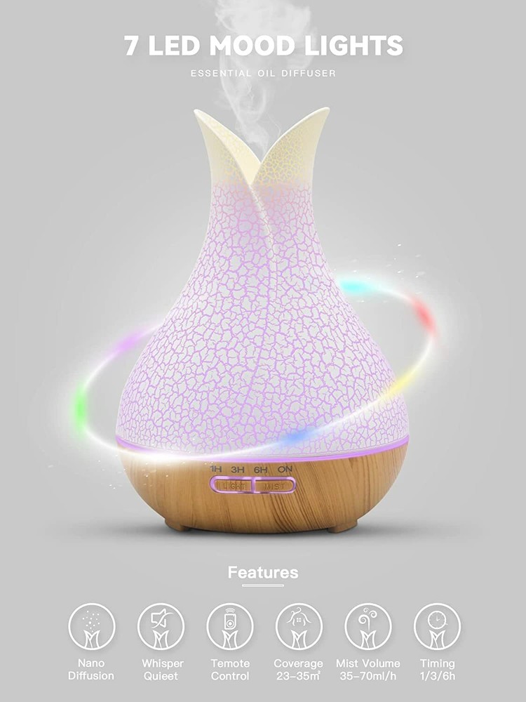 Essential Oil Diffuser 400ML Diffusers for Essential Oils Large Room 2 Mist Mode