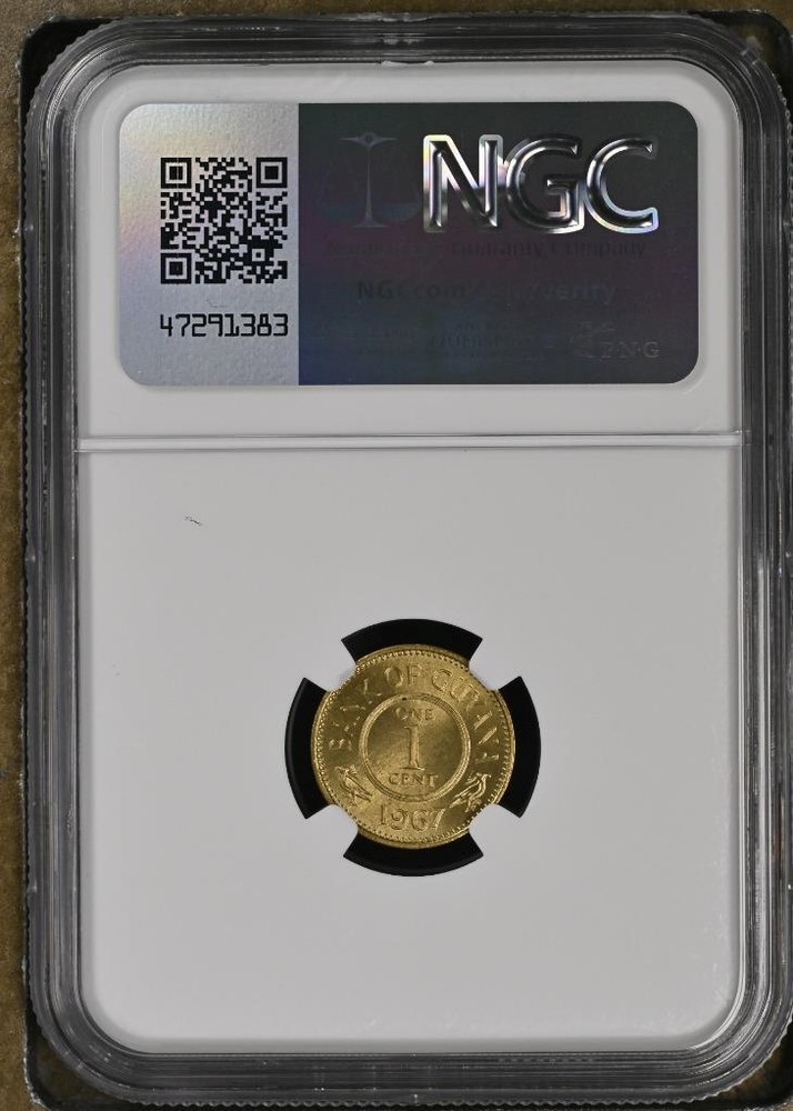 Guyana 1 Cent 1967 NGC MS 67