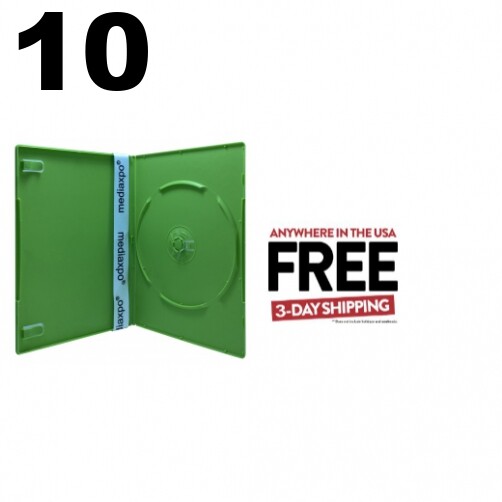 10 SLIM Solid Green Color Single DVD Cases 7MM ** 1-3 DAY