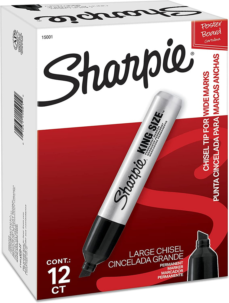 King Size Permanent Markers Chisel Tip Markers for Work & Industrial Use 12 Coun