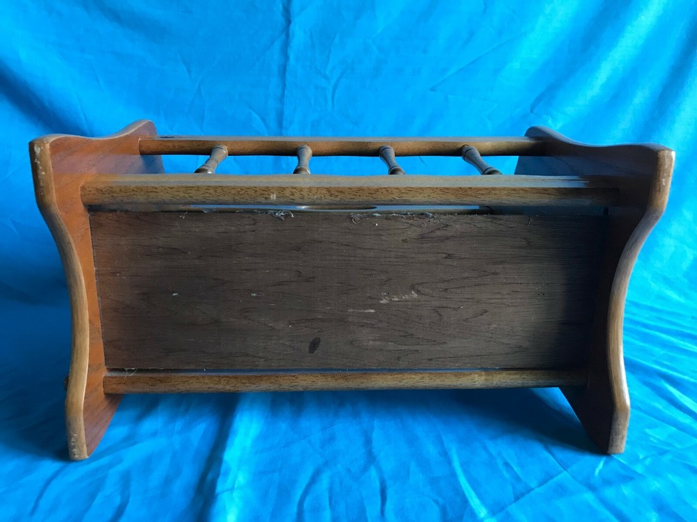 Vintage Solid Wood Spindle Magazine / Book / Craft / Sewing Rack with Handle
