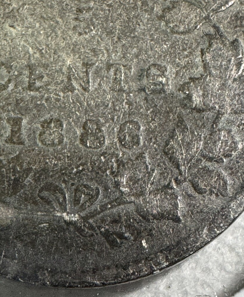 1886 Canada 5 Cents Small Silver Coin Small 6