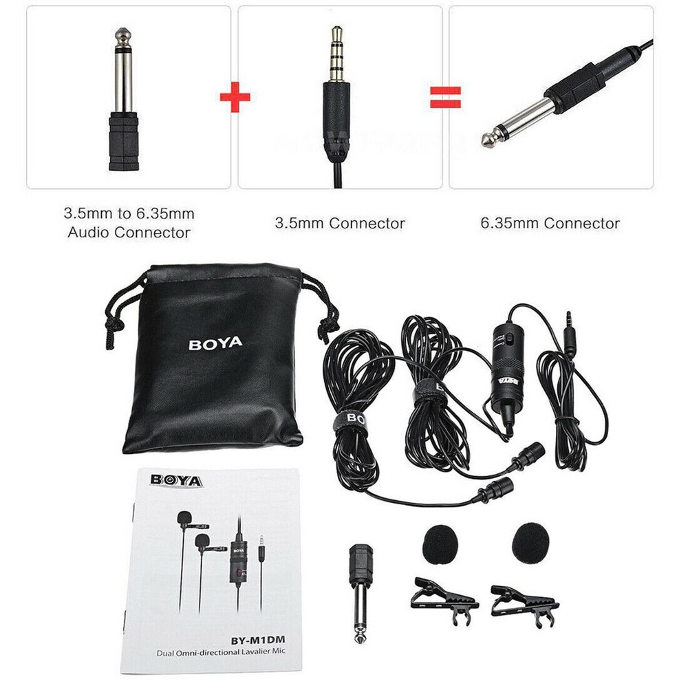 BY-M1DM Dual Omni-directional Lavalier Microphone For Android Smartphone E