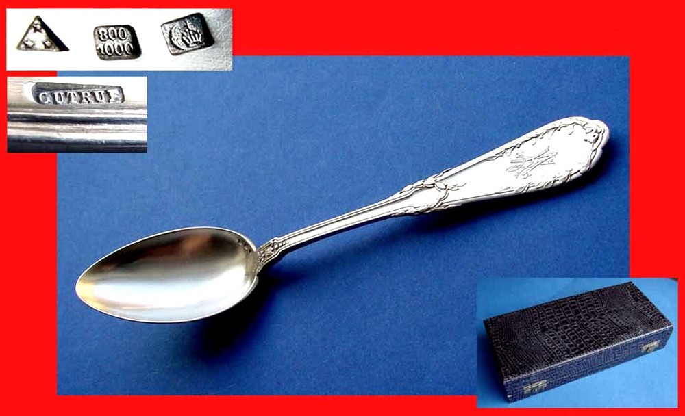 Set, 6 Large Solid Spoons, Belgium, GUTRUF, 800 Silver B605
