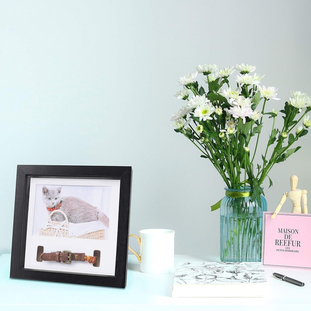 Elegant 9x9 Pet Picture Frame with Collars - Heartfelt Memory Keepsake