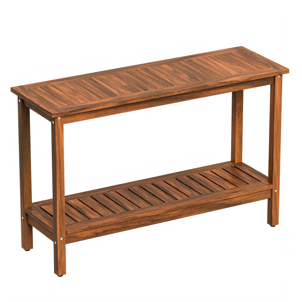 2-Shelf Console Table 48" Patio Side Accent Table Multifunctional w/Foot Sliders