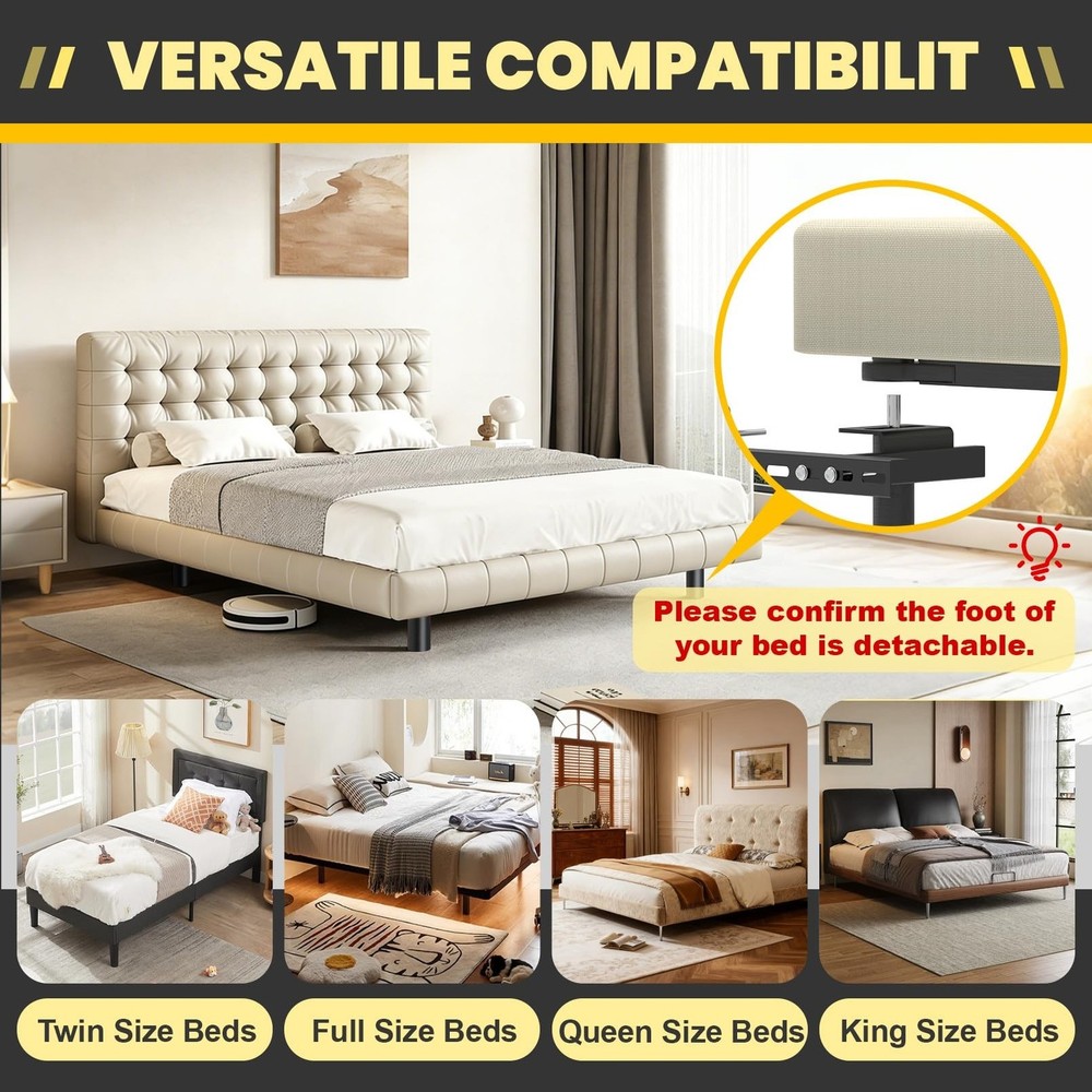 Headboard Brackets for Metal Bed Frame, Universal Adjustable Brackets for Hea...