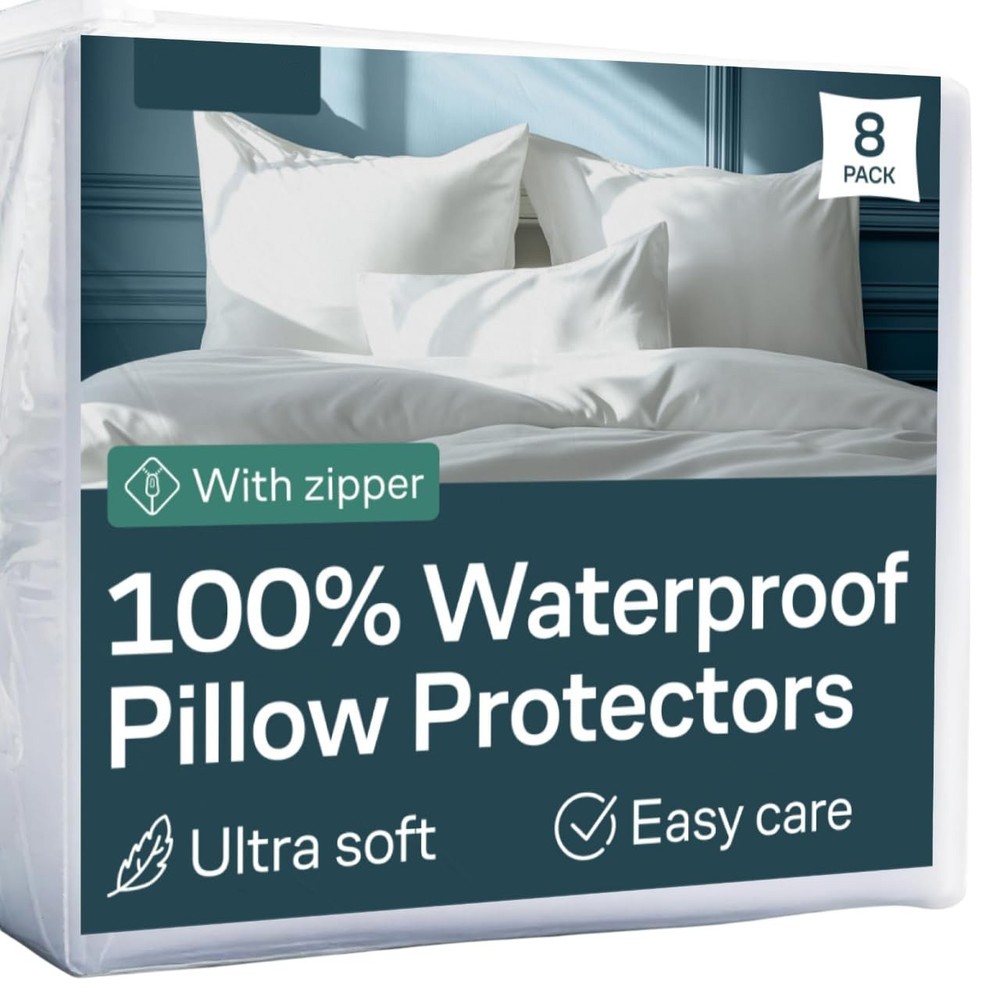 Pillow Protectors King 2 Pack, Waterproof, 20x36 Inch, Bed Bug Proof, White