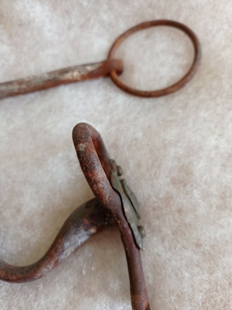 Original Rare Antique Primitive short shank iron bit.