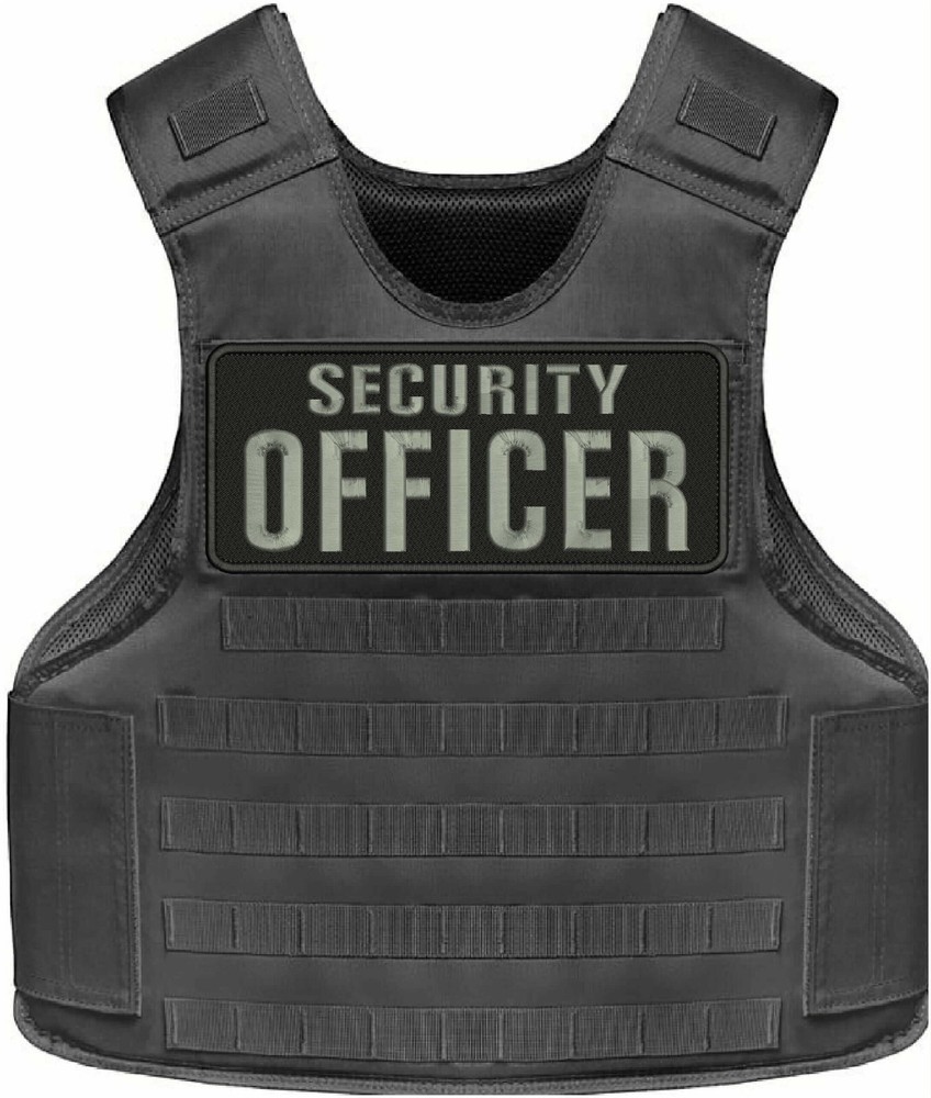 SECURITY Officer EMBROIDERY PATCH 4x10 hook  ON back GRAY ON BLACK