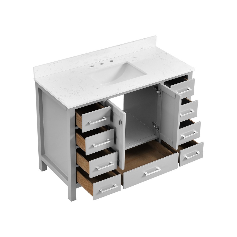 48'' Bathroom Vanity, Freestanding Vanity with Top, Solid Wood Frame Bathroom