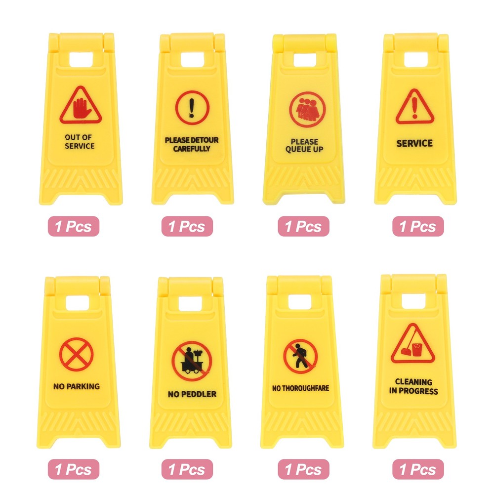 Miniature Warning Sign, Access Control Signs (Yellow, 8pcs)
