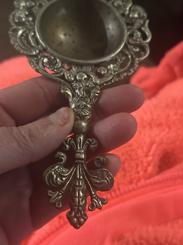 Antique Brass Ornate Tea Strainer