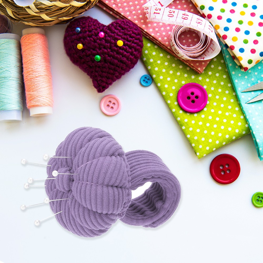 Wrist Pumpkin Pin Cushion with Elastic Strap, Lavender