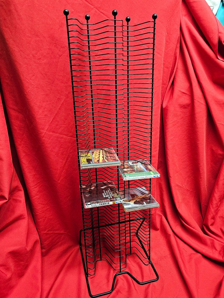 Large double wide black metal 120 cd storage rack