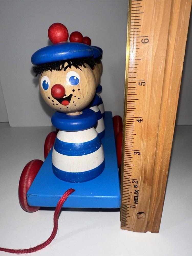 Wooden Pull Toy - Blue & White Bobbing Sailor Boys - HTF