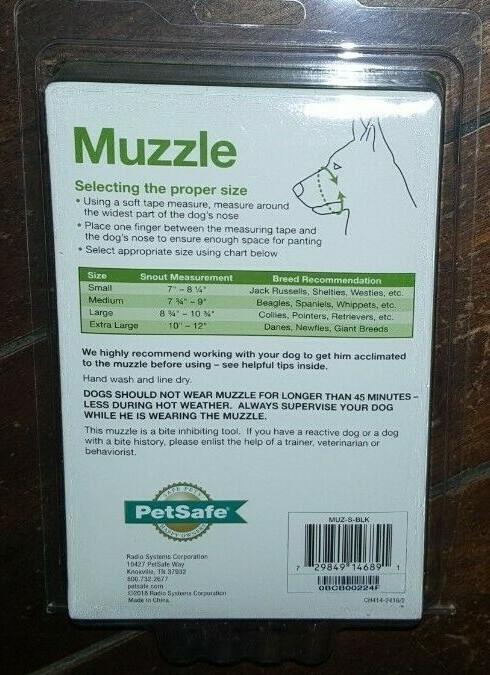 Muzzle -Small Breeds- Black ~ Padded for Comfort & Adjustable! MUZ-S-BLK