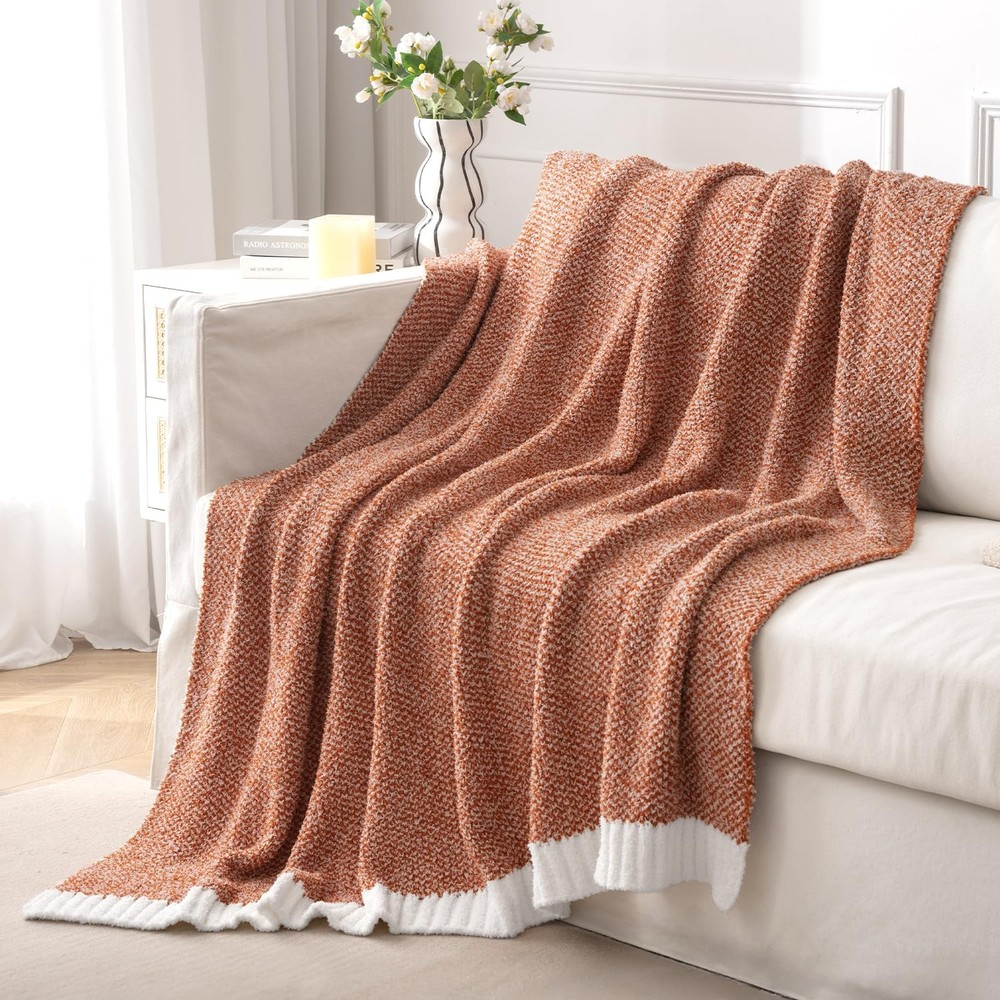 MIULEE Burnt Orange Super Soft Throw Blanket for Couch, 50"x60",
