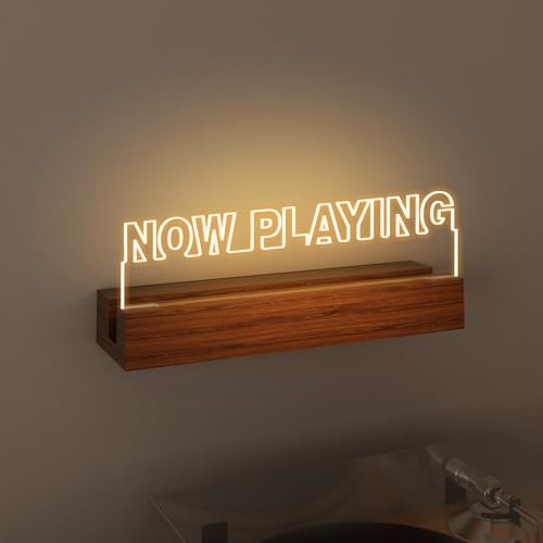 Now Playing Vinyl Record Stand Wall Mount, Rectangular Wall Mount - Warm White
