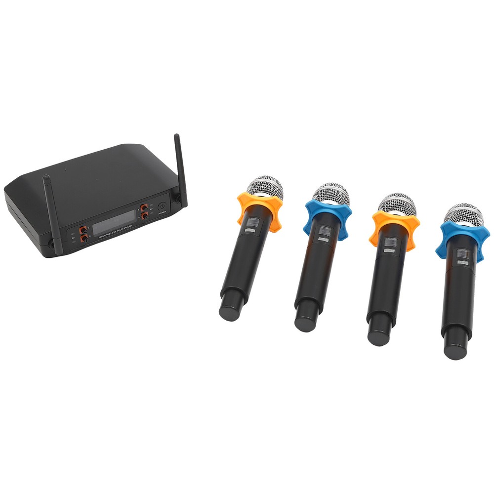 Wireless Microphone System Four Handheld Mics Set 65.62ft Practical Receiver