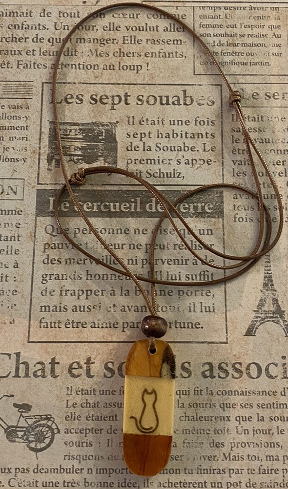 Olive Wood Epoxy Necklace Handmade